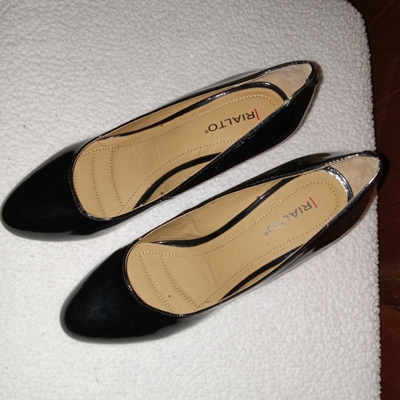 Rialto Like New Never Worn Black Patent Celina Cork Wedge Shoe size 10M - Picture 5 of 8